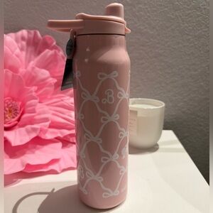 zak! Barbie Pink 24oz. Water Bottle with White Bow Accents